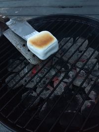 High angle view of coffee cup on table