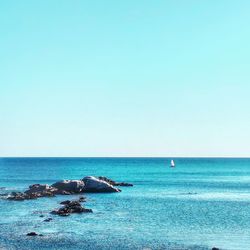 Scenic view of sea against clear sky