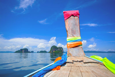 Scenic view of sea against blue sky