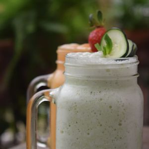 Close-up of drinks in mason jars