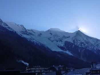 Scenic view of mountains against clear sky