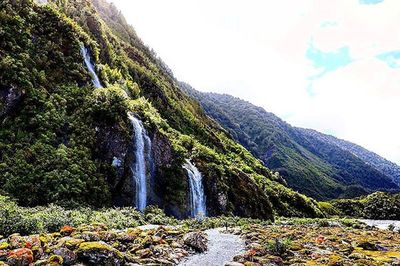 Scenic view of waterfall