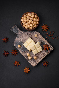 High angle view of food on table