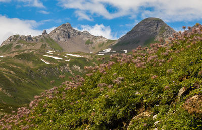 Scenic view of mountains against sky