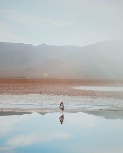 Beach with mountain in background