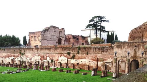 View of old ruins against clear sky