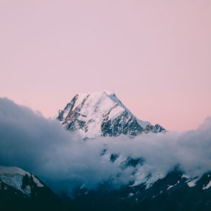 Scenic view of snow covered mountains against sky