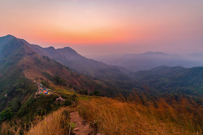 Beautiful landscape in the mountains at khao chang puak mountain thailand.