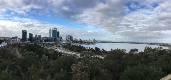 Panoramic view of city against sky