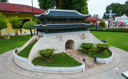 Panoramic view of temple outside building