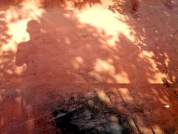 High angle view of shadow on water