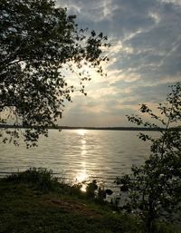 Scenic view of sea against cloudy sky