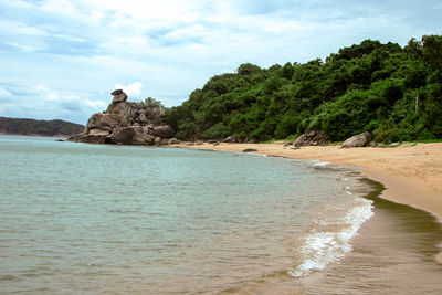 Scenic view of beach against sky