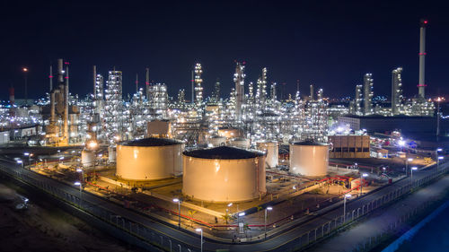 Aerial view liquid chemical tank terminal, storage of liquid chemical and petrochemical products.