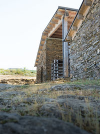 Low angle view of old building against sky