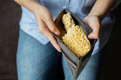 Close-up of person holding ice cream