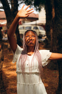 Full length of girl standing outdoors