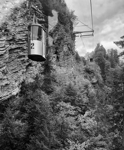 Low angle view of overhead cable car