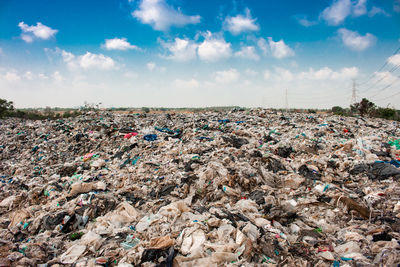 Panoramic shot of garbage against sky