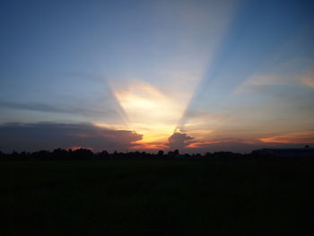 Scenic view of silhouette landscape against sky during sunset