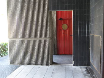 Closed door of building