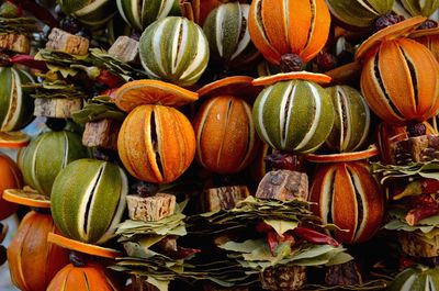 Close-up of pumpkins for sale at market