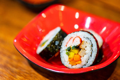 Close-up of food in bowl on table