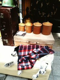 High angle view of shoes on table