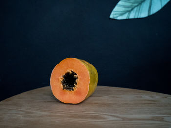 High angle view of papaya on table