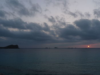 Scenic view of sea against sky at sunset