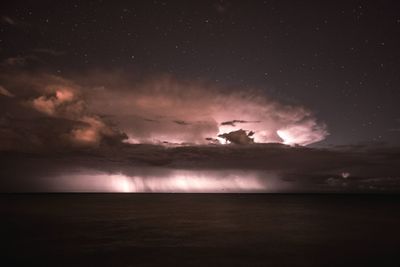 Scenic view of sea against sky at night