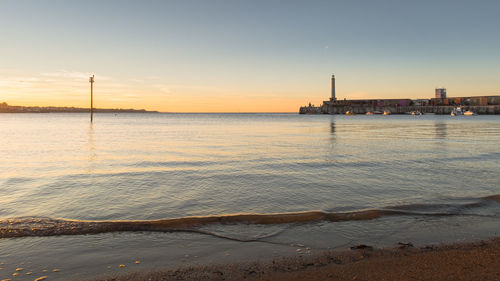 Scenic view of sea against sky at sunset