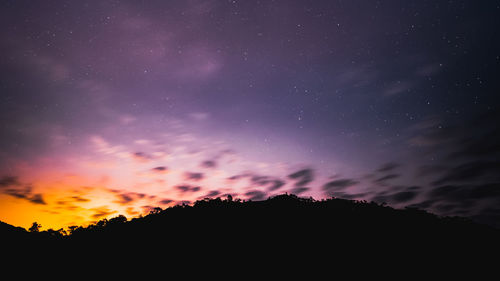 Beautiful night sky with milky way between lot of star and meteor on february 2020