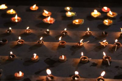 Close-up of lit candles