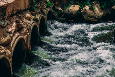 Water flowing through rocks