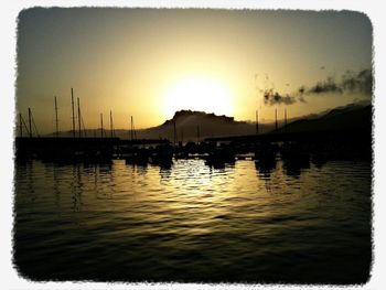 Scenic view of sunset over sea