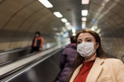 Portrait of woman in bus