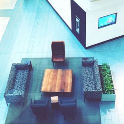 Empty chairs and tables at home