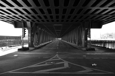 Interior of bridge against sky