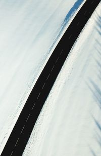 High angle view of snow on road