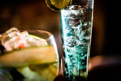 Close-up of beer in glass