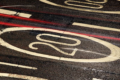 High angle view of cars on road