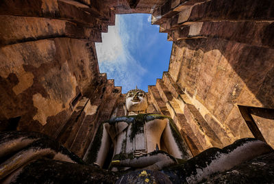 Low angle view of rock formations