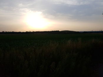 Scenic view of field against sky during sunset