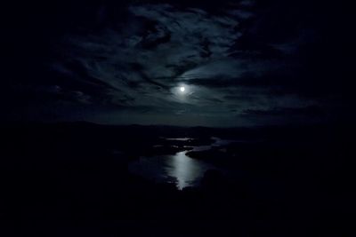 Scenic view of sea against sky at night