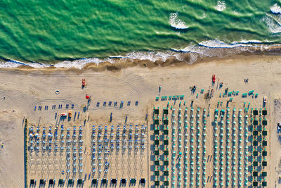 High angle view of people on beach