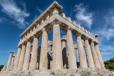 Low angle view of historical building against cloudy sky