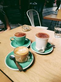 High angle view of coffee on table