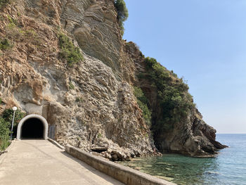 Pedestrian tunnel in kamenovo beach in montenegro