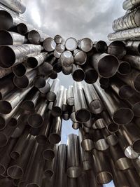 Low angle view of metal structure against sky